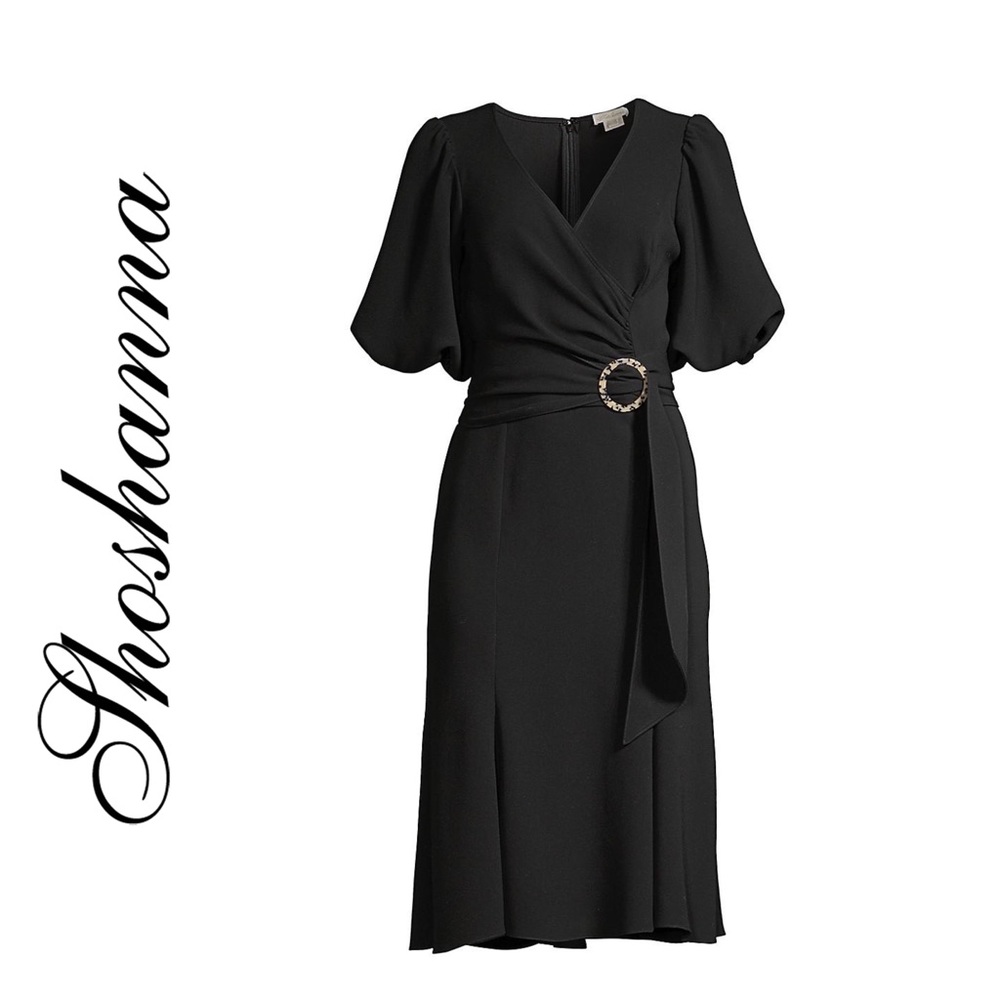 Shoshanna Esmeralda Puff-Sleeve Crepe Dress in Jet Black sz 2 NWT - Picture 16 of 16